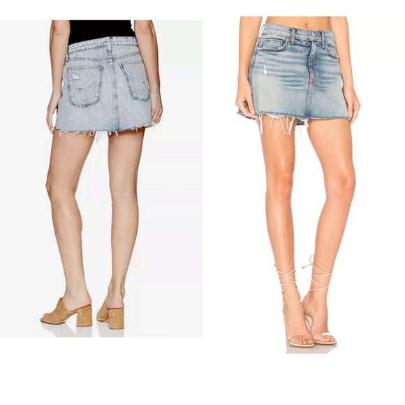 Hudson Jeans Dresses & Skirts - HUDSON Vivid Denim Mini Skirt Raw Hem Distressed